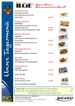 Dienstag, 07.02.2017 &euro; 6,40 &euro; 6,40 Lieber Gast! Informationen &uuml;ber
