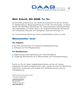 Messtechniker (m/w) - DAAB Präzisionsspanntechnik GmbH