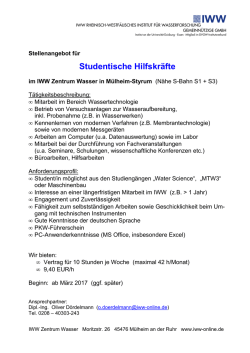 HiWi-Stellenausschreibung am IWW M&uuml;lheim