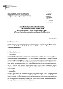 Liste deutschsprachiger Rechtsanw&auml;lte, Notare und Beratern in