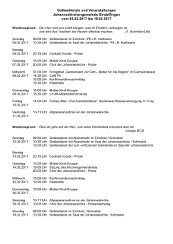 Gottesdienste und Veranstaltungen Johanneskirchengemeinde