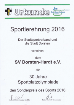 Sportlerehrung - SV Dorsten