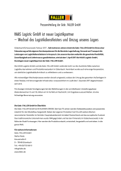 Pressemitteilung der Gebr. FALLER GmbH – HAAS Logistic GmbH