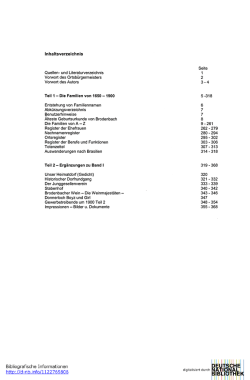 Inhaltsverzeichnis Teil 1 - Die Familien von Teil 2