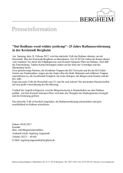 "Dat Rodhuus weed widder jestürmp"
