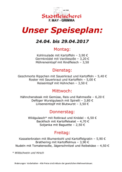 Unser Speiseplan - Stadtfleischerei F. May