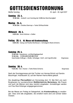 gottesdienstordnung - Pfarre Schwertberg