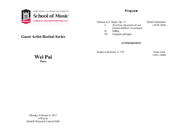 Guest Artist Recital Series Wei Pai