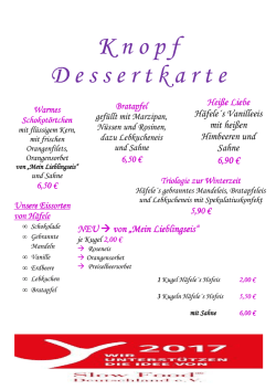 Dessertkarte - Knopf und Knopf Erlebniswelt