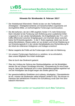 Hinweise an Streikende