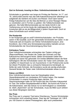 Infoseite, Vollmilchschokolade im Test