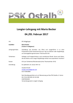 Longier-Lehrgang mit Mario Becker 04./05. Februar 2017 - PSK