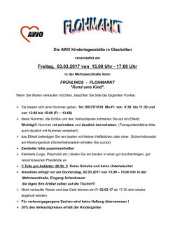 Info Flohmarkt Fr&uuml;hling 2017
