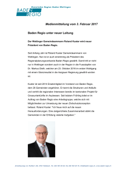 Medienmitteilung vom 3. Februar 2017 Baden Regio unter neuer