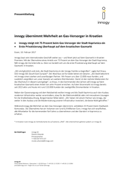 innogy &uuml;bernimmt Mehrheit an Gas