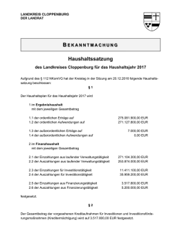Haushaltssatzung - Landkreis Cloppenburg