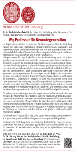 W3-Professur für Neurodegeneration