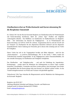 Glasflaschenverbot Karneval 2017