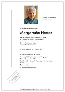 Margarethe Nemec - Bestattung Sterzl