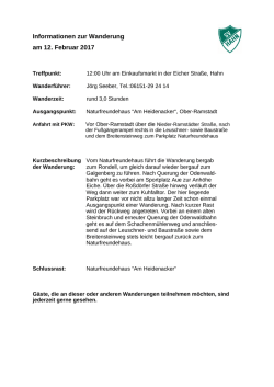 Informationen zur Wanderung am 12. Februar 2017