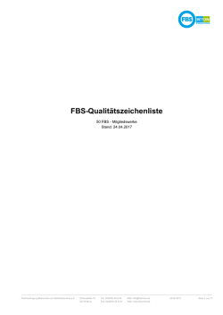 FBS-Qualitätszeichenliste - Fachvereinigung Betonrohre und