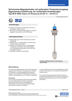 Schwimmer-Magnetschalter mit optionalem Temperaturausgang