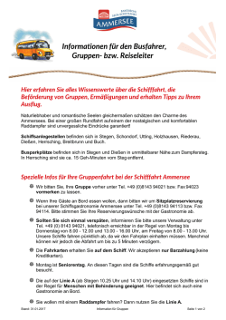 Infos f&uuml;r Gruppen - Bayerische Seenschifffahrt