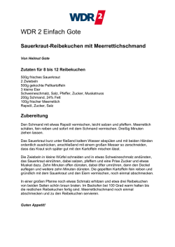 WDR2 Einfach Gote Sauerkraut-Reibekuchen mit Meerrettichschmand