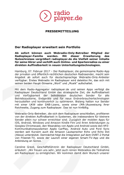Pressemitteilung von radioplayer.de zum