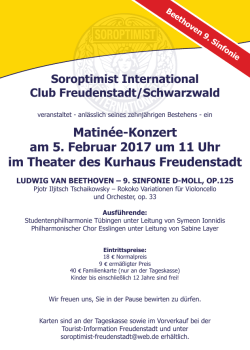 Matinée-Konzert am 5. Februar 2017 um 11 Uhr im Theater des