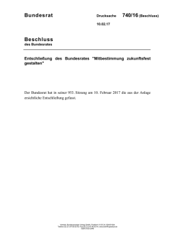Entschließung des Bundesrates "Mitbestimmung - Umwelt