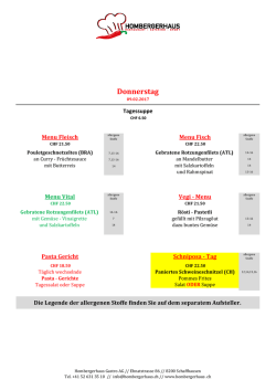 Donnerstag - Hombergerhaus