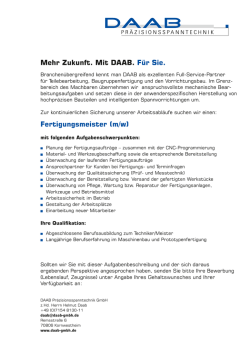 Fertigungsmeister (m/w) - DAAB Pr&auml;zisionsspanntechnik GmbH