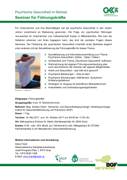 Seminar für Führungskräfte - Steiermärkische Gebietskrankenkasse