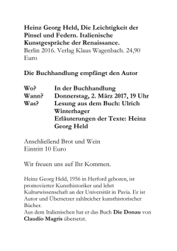 Heinz Georg Held, Die Leichtigkeit der Pinsel und Federn