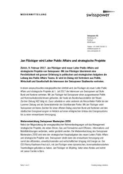 Jan Fl&uuml;ckiger wird Leiter Public Affairs und