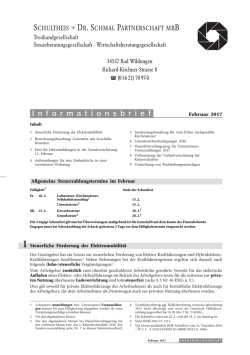 Neuigkeiten aus dem Steuer- und Wirtschaftsrecht