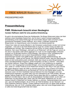 Hier die Pressemeldung der FWR als PDP