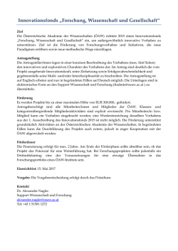Innovationsfonds &bdquo;Forschung, Wissenschaft und Gesellschaft&ldquo;