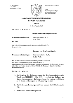 Landesarbeitsgericht Düsseldorf 16.09.2015, 12 Sa 630/15