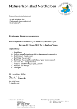 Jahreshauptversammlung am 05. Februar