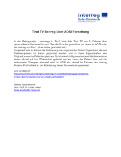 Tirol TV Beitrag über ADSI Forschung