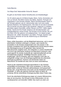 Ja zur erleichterten Einb&uuml;rgerung, Carte Blanche