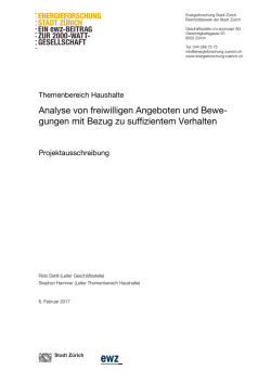 Projektausschreibung - Energieforschung Stadt Zürich