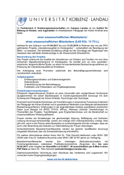 einer wissenschaftlichen Mitarbeiterin/ eines wissenschaftlichen