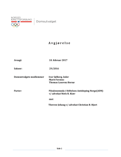 Domsutvalget sak 29-16 Avgj&oslash;relse ()