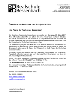 Informationsabend zum &Uuml;bertritt im Schuljahr 2017/18