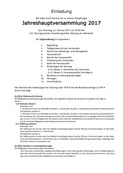 Jahreshauptversammlung 2017 - TV