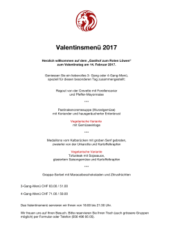 Valentinsmenü 2017 - Gasthof zum Roten Löwen