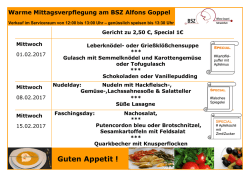 Speiseplan der Mittagsverpflegung